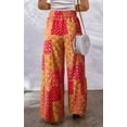 thumbnail image 1 of Pantalones Mujer Pantalones casuales estampados florales Cordón Pantalones de pierna ancha Suave para el trabajo (Rojo L) Cgtredaw Para estrenar, 1 of 6
