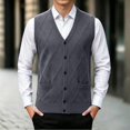 thumbnail image 6 of Riecok Mens Button Sweater Vest Sleeveless V Neck Cardigans Lightweight Solid Winter Tops with Pockets Dark Gray 2XL, 6 of 6