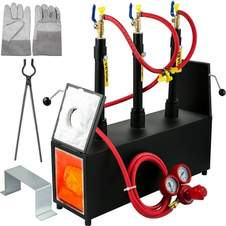 

VEVOR Propane Knife Forge Farrier Furnace with Three Burners Portable Square Metal Forge with Two Durable Doors Large Capacity for Blacksmithing Knife Making Forging Tools and Equipment