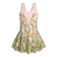 thumbnail image 4 of COEQINE Girls One Piece Swimsuit with Attached Liner, Scoop Neck V-Back Swim Dress for Swim Lessons, Polyester Spandex Bathing Suit for Girls 3-4 Year Olds, Easter Bunny Egg Tulip Lawn, 4 of 8