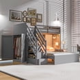thumbnail image 4 of Harper & Bright Designs L-Shaped Bunk Bed Twin over Full Size with Wardrobe and Bookshelf, Storage Stairway Bunk Bed with USB Charging Station and LED Light for Bedroom, Gray, 4 of 16