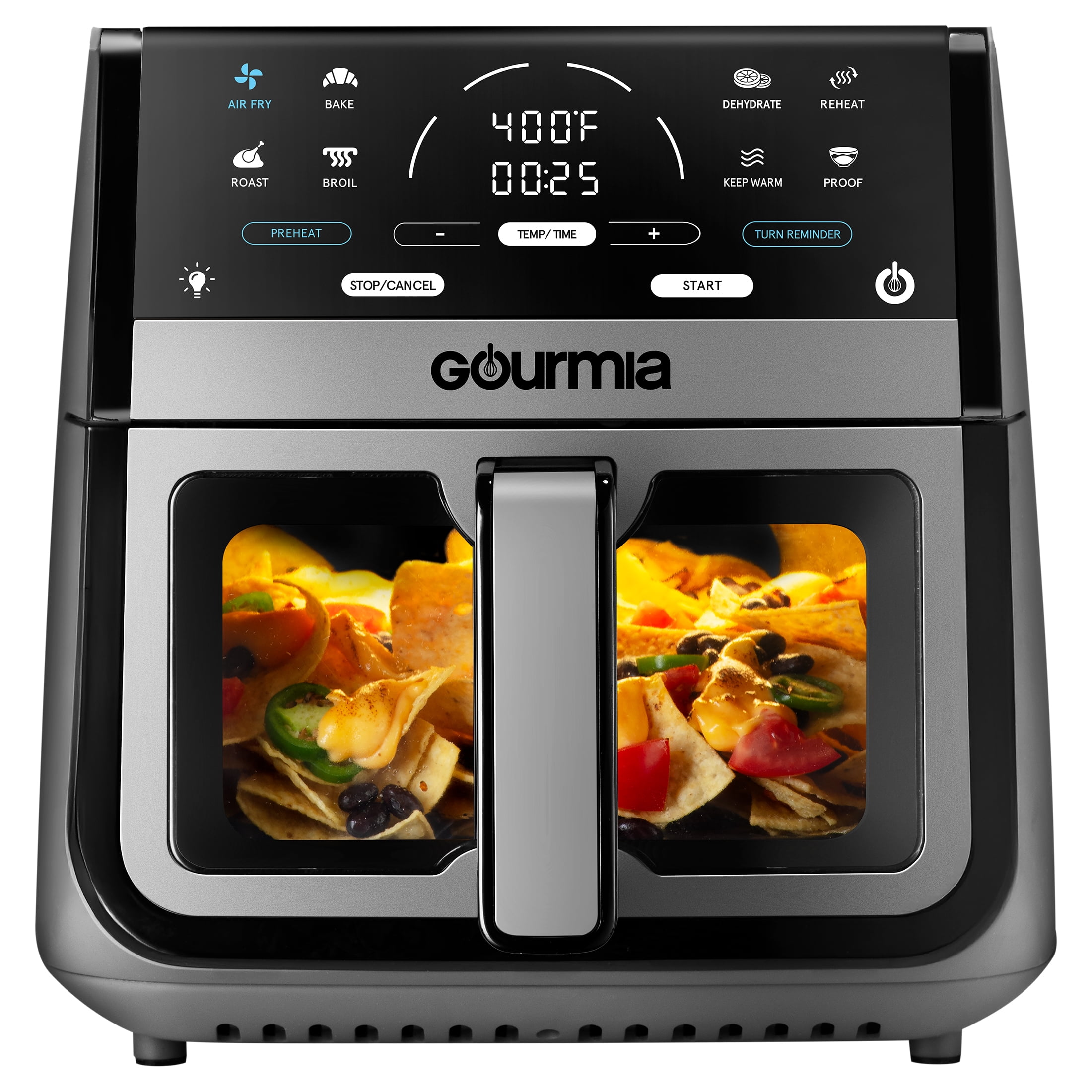 Gourmia 8QT デジタルエアフライヤー Gourmia 8 Qt Digital Window Air Fryer with 8 One-Touch Cooking