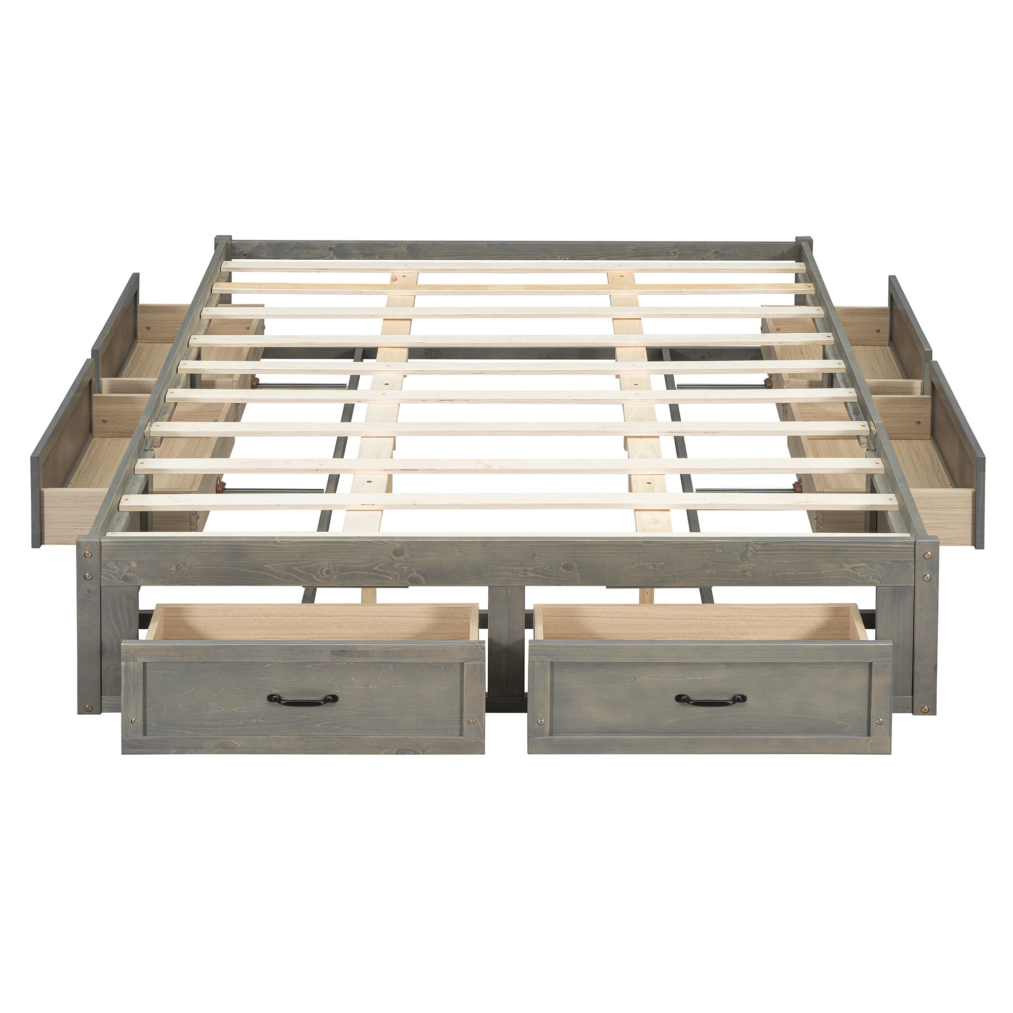 Aukfa Queen Size Storage Platform Bed with 6 Drawers, Farmhouse Captain Bed Frame, Antique Gray