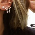 thumbnail image 2 of Ruanlalo 4Pcs/Set Bohemian Hollow Moon Star Rectangle Charms Rhinestone Ear Stud Earrings Golden, 2 of 6