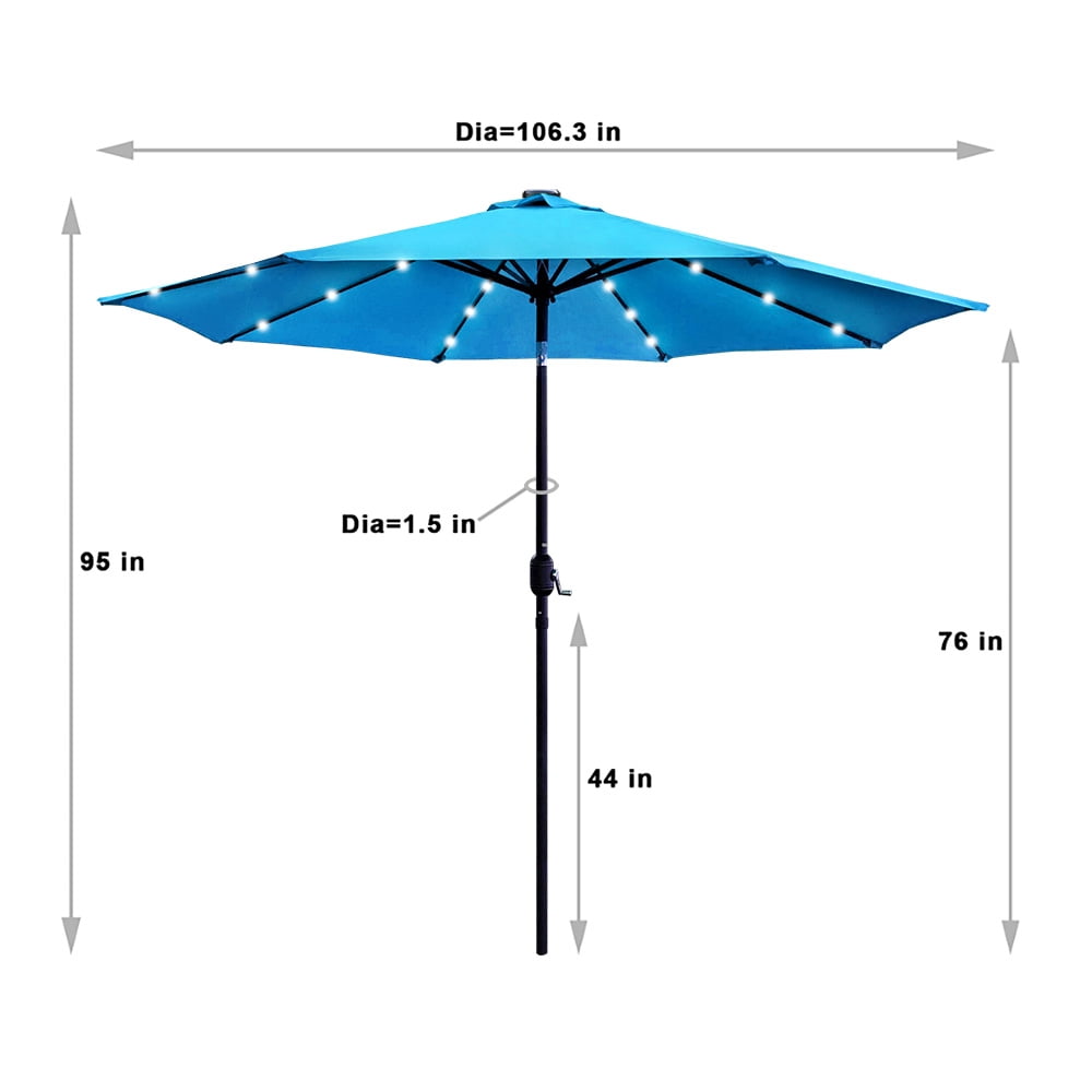 Abble 9 Feet Crank & Tilt Lighted Patio Umbrella-Aqua