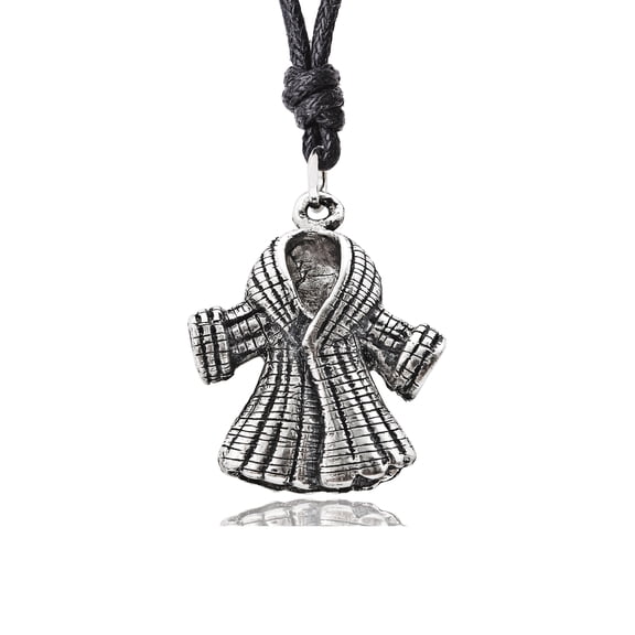 Winter Coat Silver Pewter Charm Necklace Pendant Jewelry With Cotton Cord