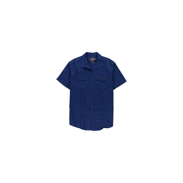 Ecko Unltd. Camisa Roberts SS Woven Button Up para hombre, azul, grande
