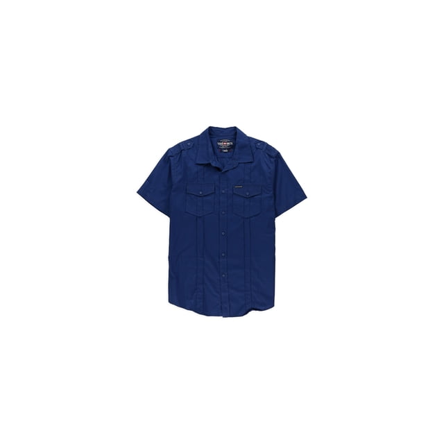 Ecko Unltd. Camisa Roberts SS Woven Button Up para hombre, azul, grande