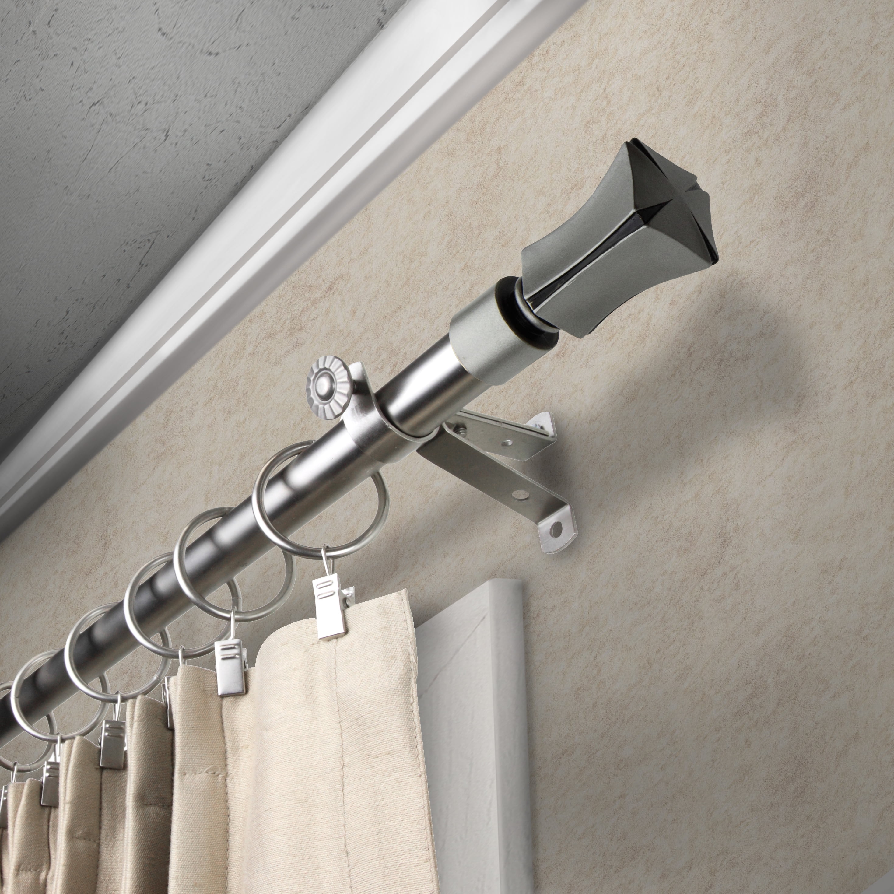 13/16" Dia Adjustable 48-84" Leandro Curtain Rod in Satin Nickel