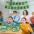 thumbnail image 5 of Soccer Birthday Party Supplies Set for 10 Guests, Green Football Theme Disposable Tableware with Banner, Tablecloth, Plates, Cups, Napkins & Cutlery, 5 of 6
