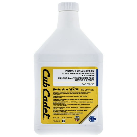 CUB CADET 490-000-C059 SAE 5W-30 Engine Oil 20oz Bottle for 4-Stroke Engines
