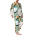 thumbnail image 2 of Salouo Starfish And Seashell Print Button-Front Long Sleeve Pajama Set for Men, Soft 2Pjs Men's Long Sleeve Sleepwear-Large, 2 of 7