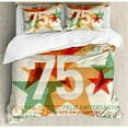 thumbnail image 3 of 75th Birthday Duvet Cover Set Twin Size, Worldwide Greetings in Different Languages and Stars on Retro Background, Decorative 2 Piece Bedding Set with 1 Pillow Sham, Multicolor, by Ambesonne, 3 of 3