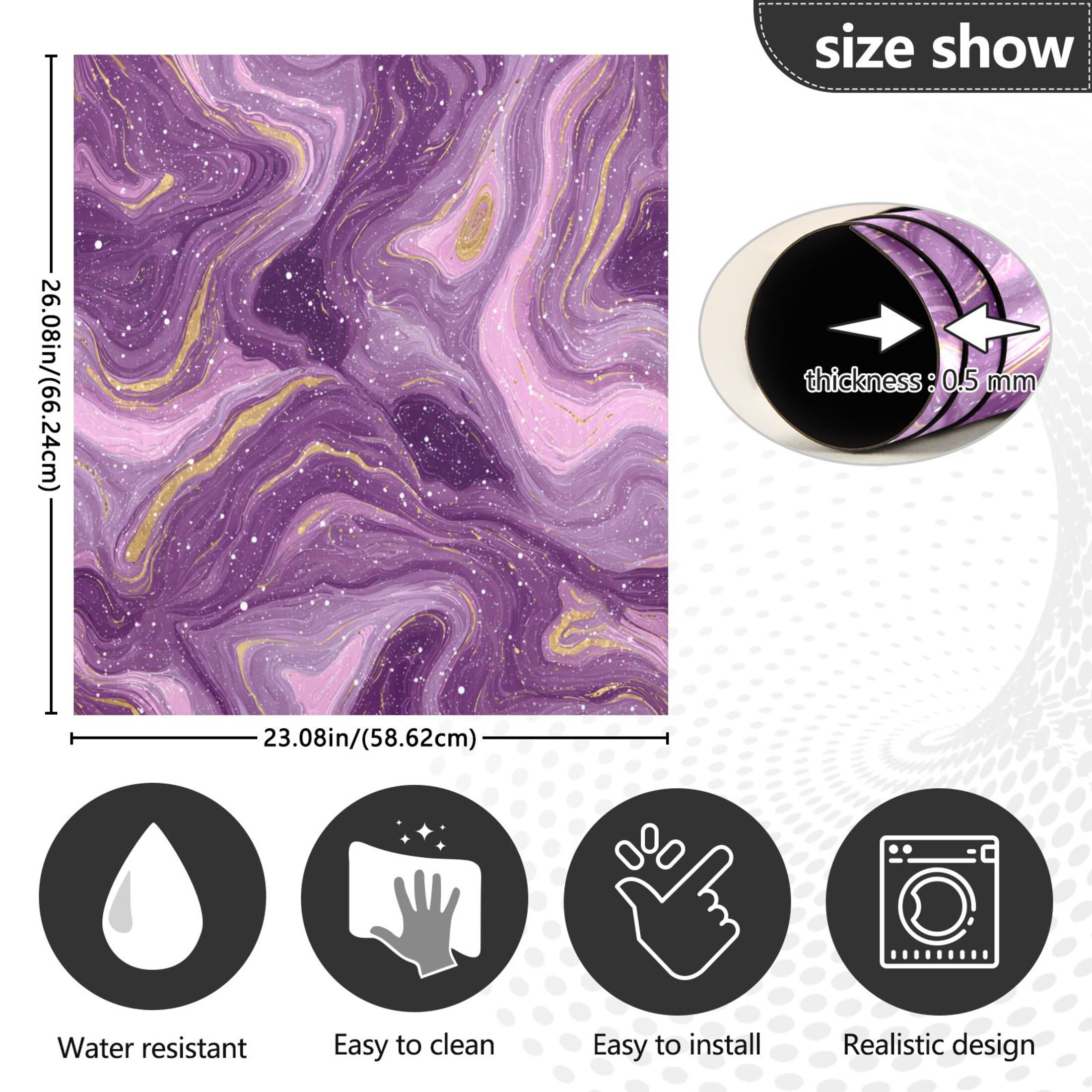 Dishwasher Magnetic Refrigerator Magnet Cover Sticker Home Decorative 23"x26" Hints Of Pink Marble