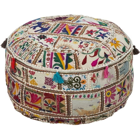 Surya Su Pouf Area Rug POUF-92 Papyrus Persian Patchwork 22" x 22" x 12"
