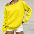 thumbnail image 2 of Women's Casual Off Shoulder Sweatshirt Long Sleeve Waffle Knit Loose Pullover Top with Pockets Solid Color Fashion Hoodie Cozy Oversized Sweater, 2 of 5