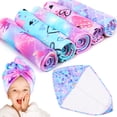 thumbnail image 2 of BUTORY 5Pcs Hair Towel Wrap Stong Absorbent Hair Drying Towel with Button Soft Comfortable Hair Turban Colorful Cute Hair Towel Absorbent Towel for Women Girls Children, 2 of 10