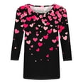 thumbnail image 4 of SOOMLON Valentine's Day Tshirt Women Lover Valentines Gift Loose 3/4 Sleeve Crew Neck Tops Cute Love Heart Print Tops Trendy Holiday Outfits 2025 Multicolor S, 4 of 5