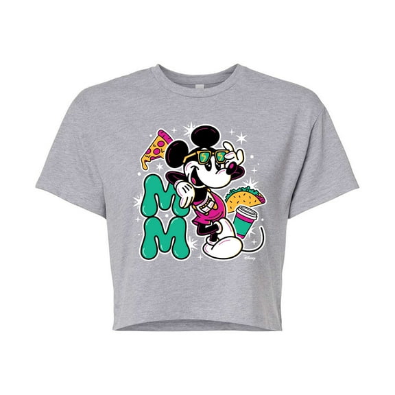 Disney - Mickey Mouse Sunglasses - Juniors Cropped Cotton Blend T-Shirt