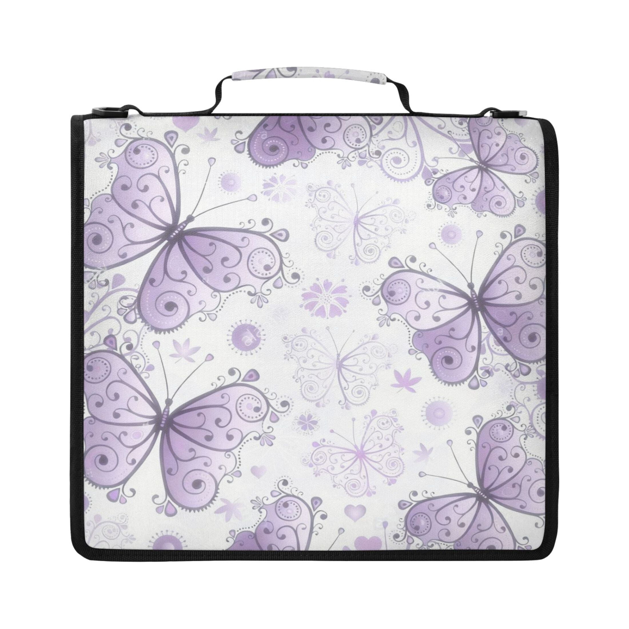 DIXRUYEE Zipper Binder File Keeper Documents Organized-Lavender Dream Butterfly Of Pattern