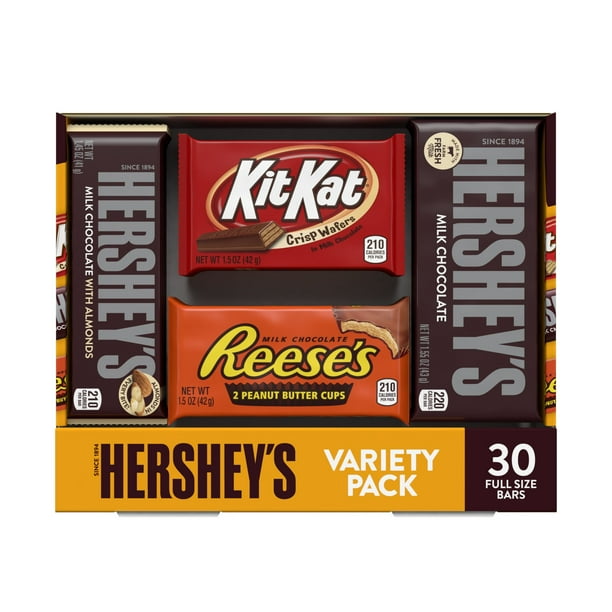 Hersheys Chocolate Full Size Variety Pack 30 count.