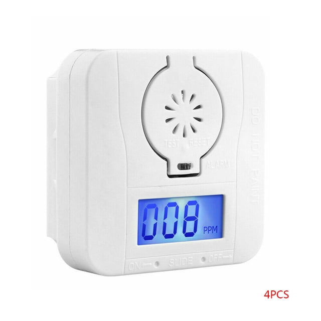 Detector de humo de monóxido de carbono Alarma Detector de gas de envenenamiento Sensor de advertencia Pantalla LED 4 piezas Speravity EL0696-03B