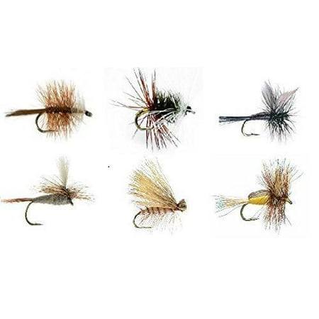 Parachute Caddis Olive - Fly Fishing Assortment - 18 Flies in 6 TROUT CRUSHING PATTERNS of Dry Flies Sizes 12-14 Bivisible Brown, Adams Parachute, Renegade, Black Gnat, Elk Hair Caddis Tan, Yellow Humpy