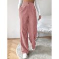 thumbnail image 2 of Pantalones Sueltos De Mujer Cintura Alta Color Puro Cierre De Botón Pantalones Largos Rectos Para Mujer Rosa S, 2 of 4