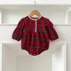 thumbnail image 1 of Traje de hermanas para niñas, mono a cuadros rojo para niñas, nuevo estilo de primavera, vestido de manga larga para niños, ropa de una pieza para niños, 1 of 6