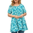thumbnail image 1 of Offre à Durée Limitée Iumwxz Tunique Décontractée Grande Taille Ourlet Grand Mignon Hauts d'Été pour Femmes Tunique Graphique Florale Manches Courtes Col Rond pour Dames Économies d'Automne Travail, 1 of 4