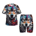 thumbnail image 1 of Fotbe Tie-Dye Wolf Head Pijama Estampada de 2 Piezas para Niños – Ropa de Dormir de Manga Corta Cómoda para Niños y Niñas, Camiseta y Shorts de Algodón-3X-Large, 1 of 6
