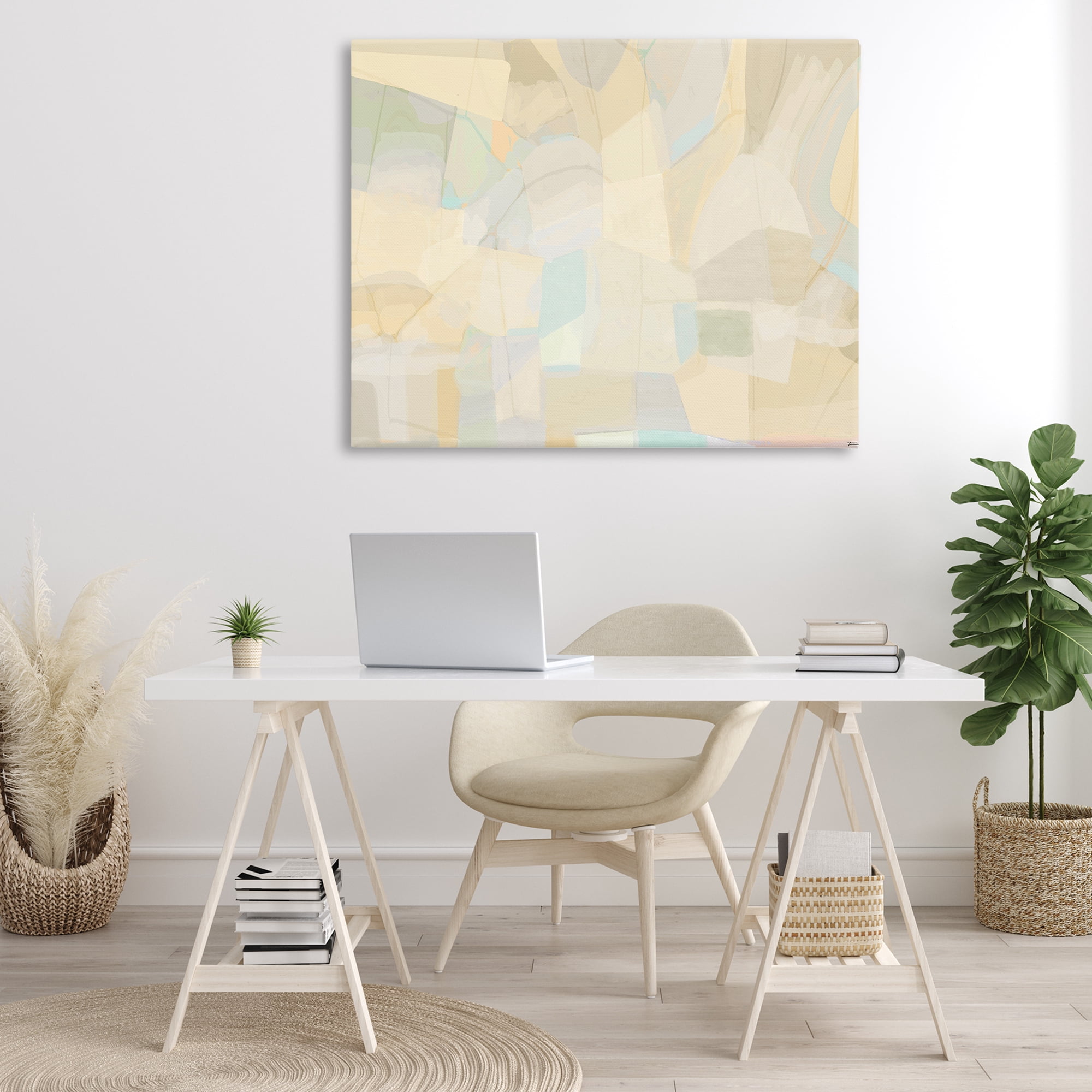Stupell Industries Neutral Geometric Pattern Abstract Painting Gallery Wrapped Canvas Art Print Wall Art, 48 x 36