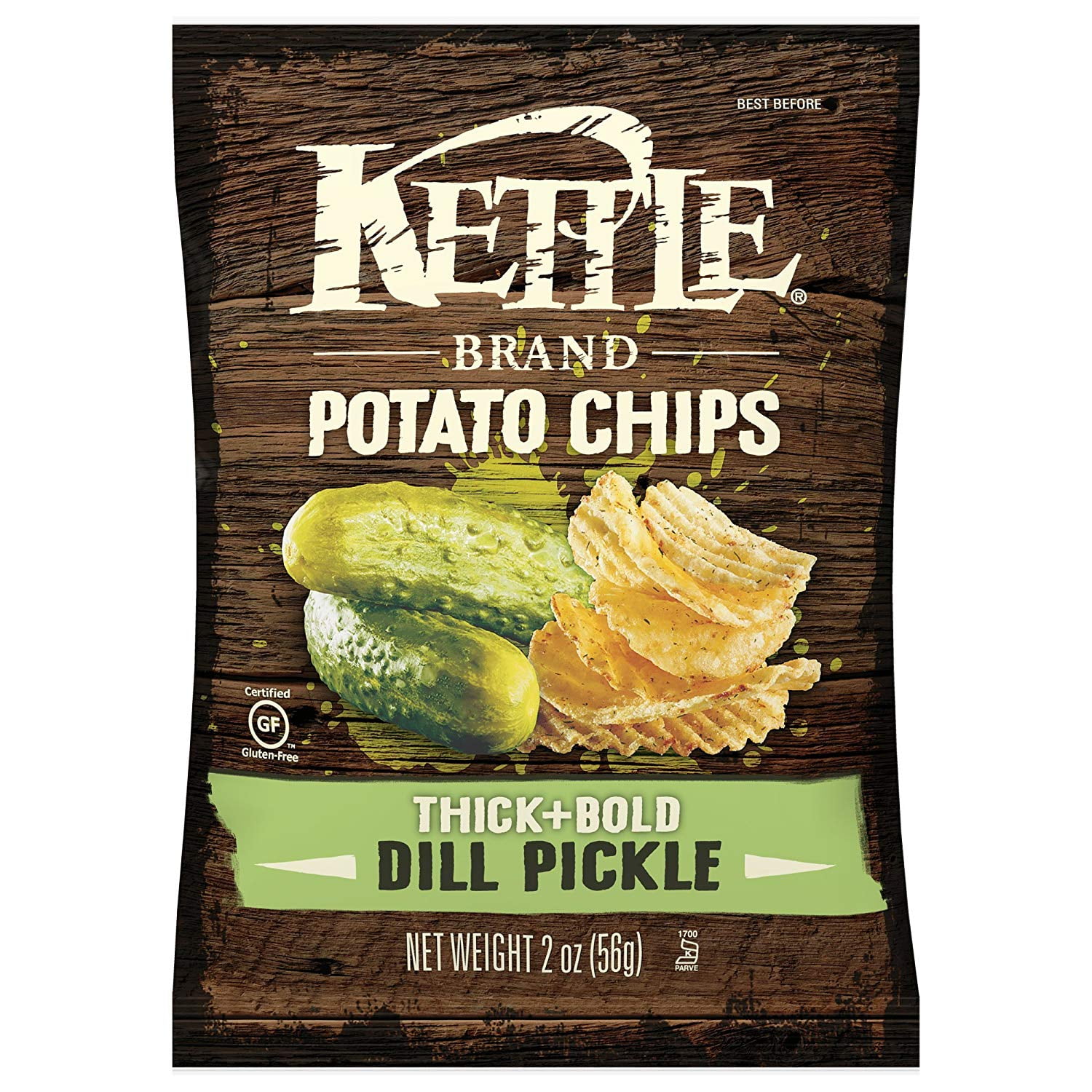 Kettle Brand Thick and Bold Dill Pickle Potato Chips 2 oz Bags Pack