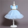 thumbnail image 2 of Girls Dress Flower Ruffle Beads Solid Wedding Pageant Birthday Party Evening Tutu Dress Girls Dresses Light Blue 7-8 Years, 2 of 6