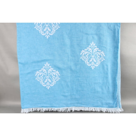 Turkish Bedspread, Picnic Blanket, Dark Blue Blanket, Baroque Throw, 60x71 Inches Organic Cotton Bedspread, King Size Throw, Yoga Blanket,