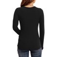 thumbnail image 2 of Women Fall Long Sleeve Stretch Slim Round Neck Ribbed Basic Top, 2 of 2