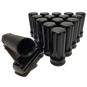 32 Black Long Bulge Acorn Lug Nuts – 14x2.0 Thread, Tall For Aftermarket Wheels