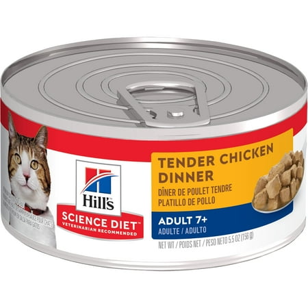 (24 Pack) Hill's Science Diet Adult 7+ Tender Chicken Dinner Wet Cat Food, 5.5 oz.