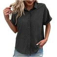 thumbnail image 3 of THDHVS Button Down Shirts for Women,Collared Button Front Shirt with Short Sleeve Providing Polished Appearance for Work or Social Events,Tops for Women Trendy, 3 of 5