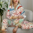 thumbnail image 4 of Goofa Passport Stamp Printed Women’s 2 Piece Pajama Set Super,Pajamas Women's Long Sleeve Sleepwear Soft Button Down Loungewear Pjs Lounge Set Nightwear-Small, 4 of 9