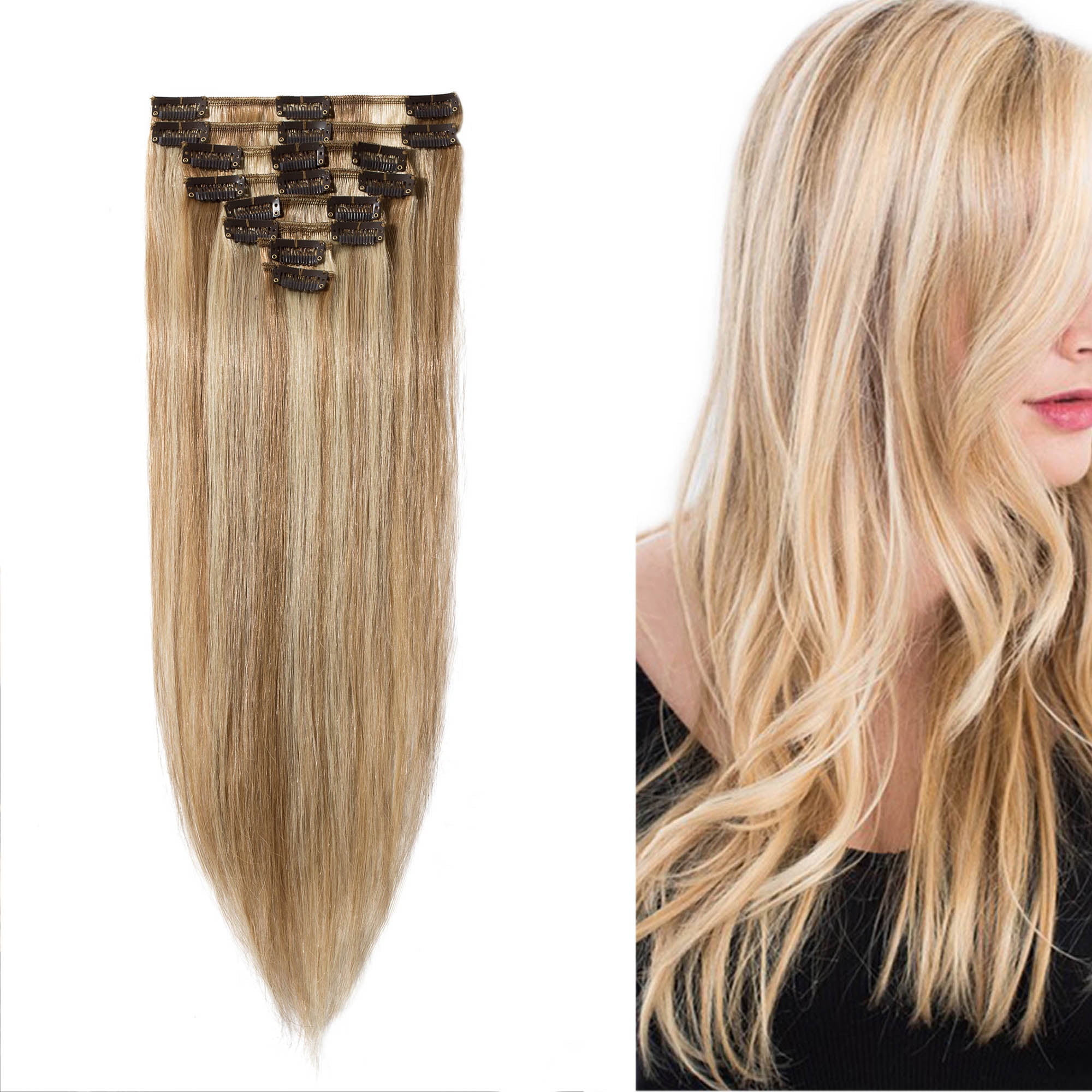 Snoilite 100 Human Hair Extensions Natural Straight Clip In Hair