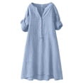 thumbnail image 2 of Pounoo Mini Dresses for Women V Neck Sleeveless Ruffle Hem Side Pockets Woven Fabric Relaxed Fit Beach Vacation Womens Short Dress, 2 of 7