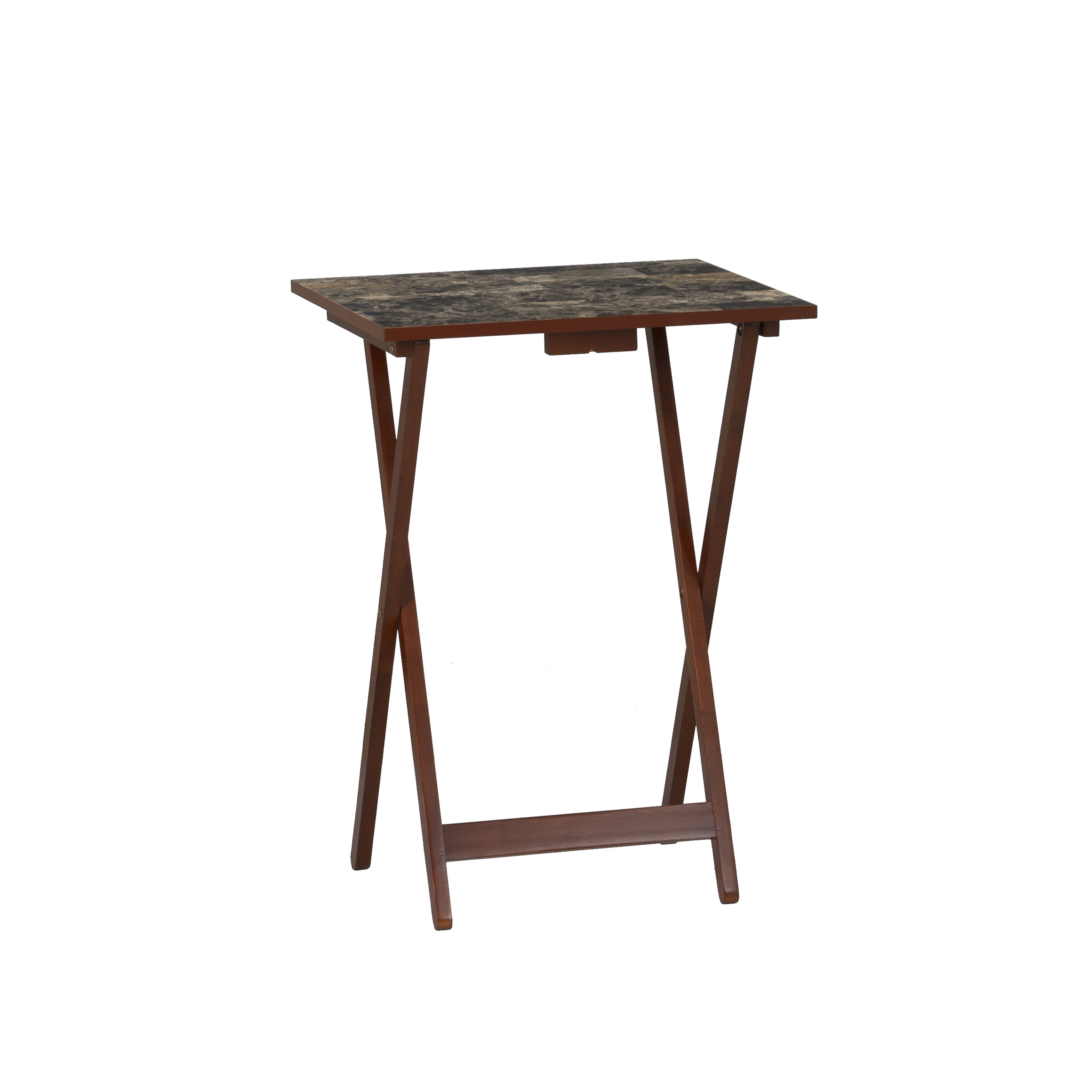 Hazel Grove Holton 5-piece Faux Marble Folding TV/ Snack Tray Table Set, Espresso