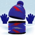 thumbnail image 2 of HNMKIU Winter Knitted Scarf Hat Set For Kids Thermal Neck Warmer Touchscreen Mittens Cold Weather Outdoor Blue - One Size, 2 of 7