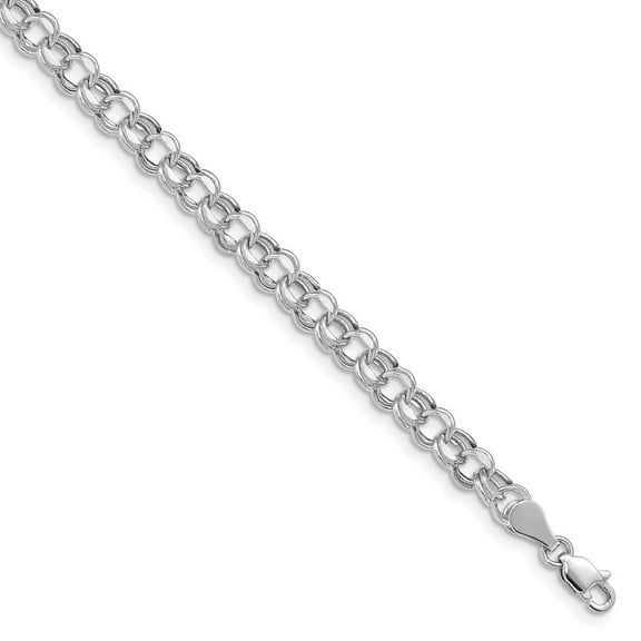 14K White Gold bracelet Charm Diamond-cut 7.25 in 5 mm