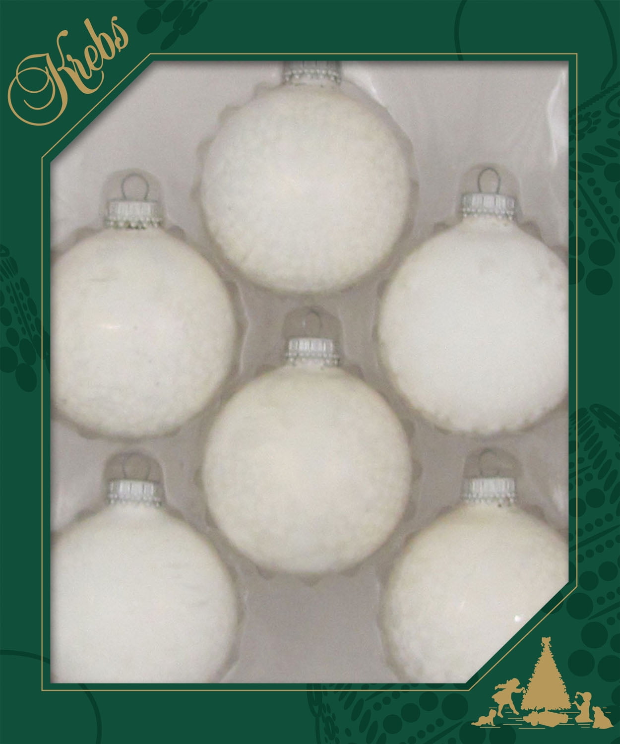 4 Pack Silver Pearl 2 5//8 Glass Ball Ornaments with White Icicles Christmas By Krebs