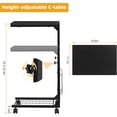 thumbnail image 3 of Adjustable C-Table with Storage Mesh Basket, C-Shaped Side Table with Wheels for Living Room and Bedroom, Slides Under Sofa for Laptop, Black, 3 of 9