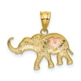 thumbnail image 3 of Real 14kt Yellow and Rose Gold Elephant With Heart Charm Pendant; for Adults and Teens; for Women and Men, 3 of 4