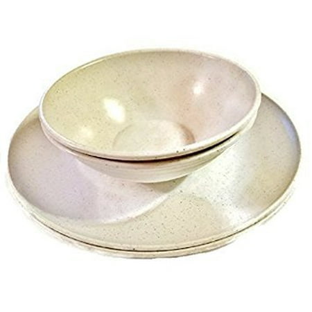 Microwave Safe Plates and Bowls 4 Piece Eco-Friendly Dinnerware Set
