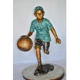 thumbnail image 2 of Nifao Young Boy Bouncing Basketball Bronze Statue – Home Office Decor Sculpture, 27"L x 20"W x 36"H, 2 of 11